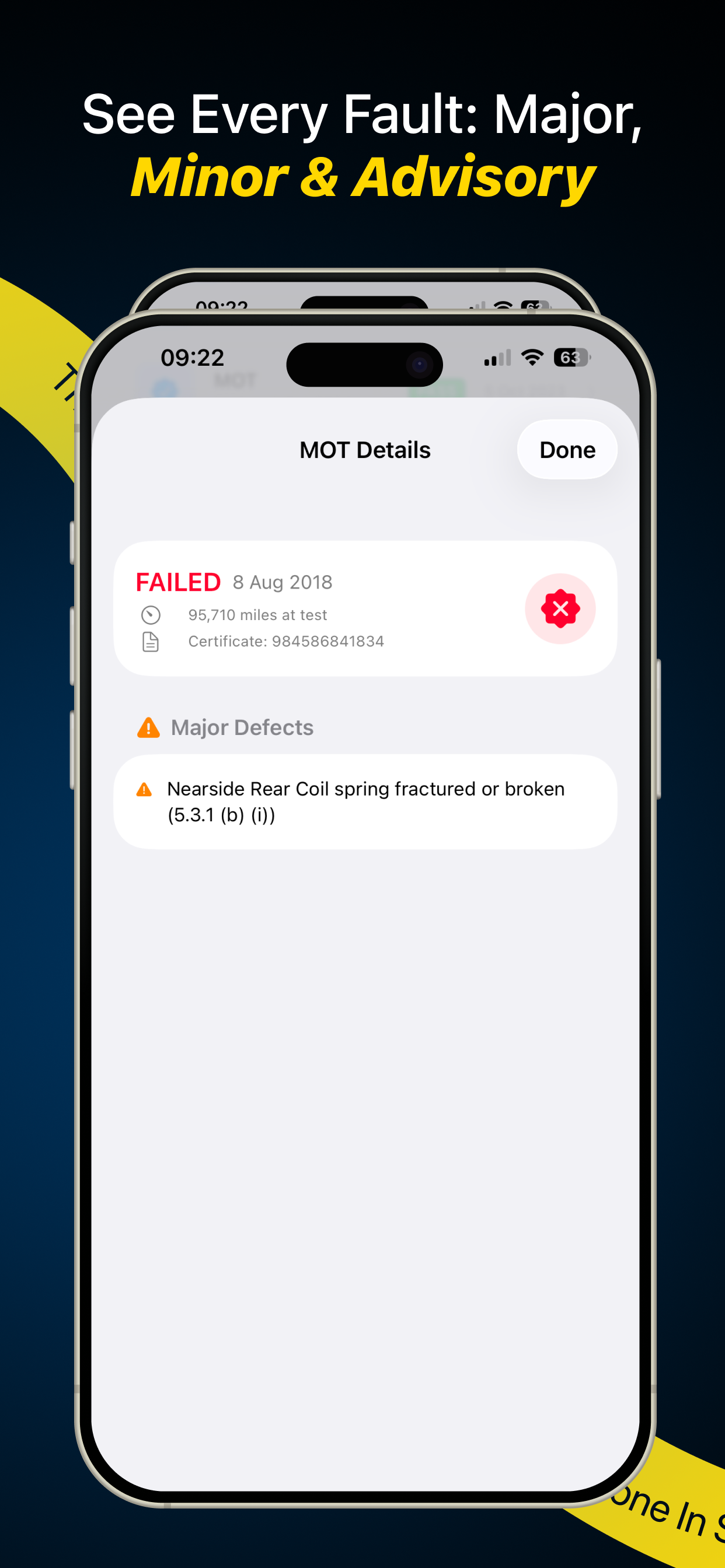 Roadilo — See every fault: major, minor & advisory