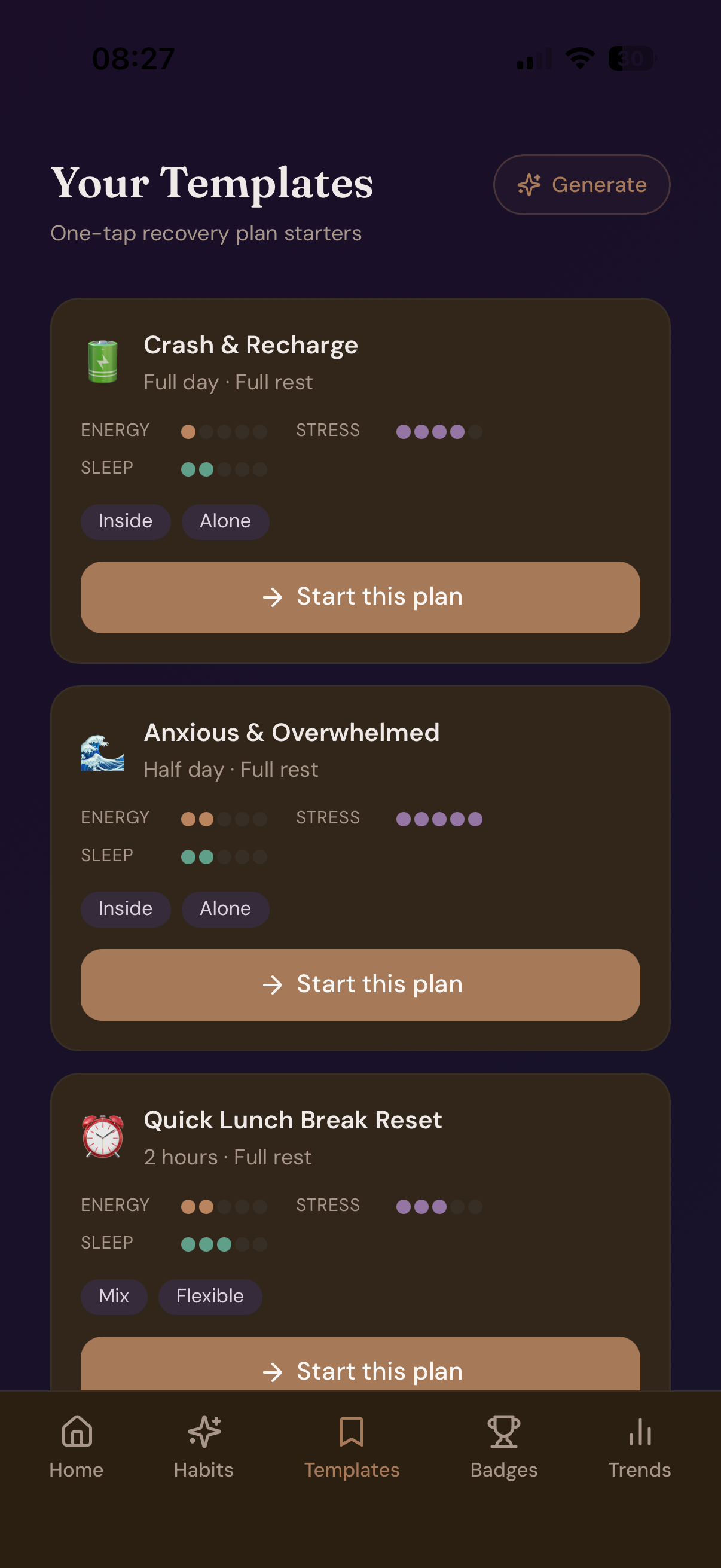 SoftDay — Daily Journal screen